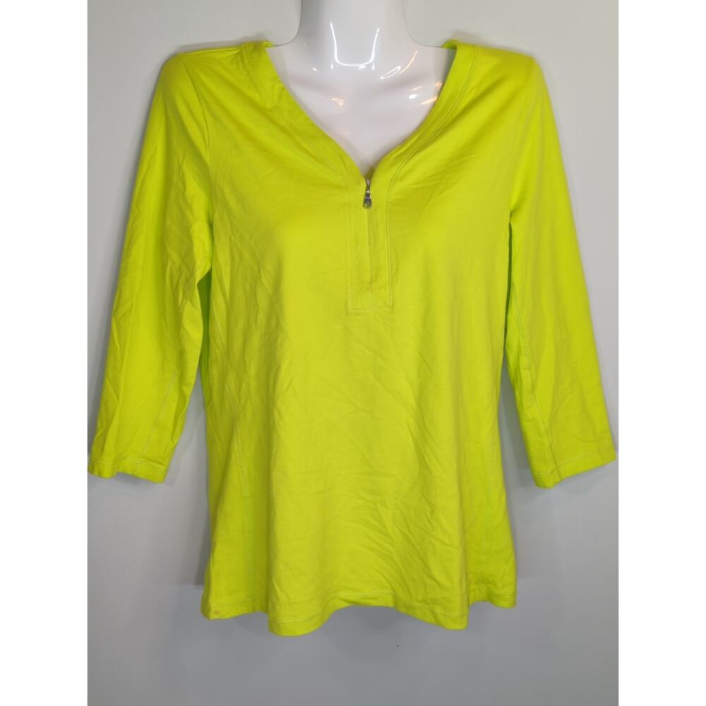 L-RL Lauren Active Lime Green 1/4 Zip Pullover Sweatshirt Womens M Performance‎